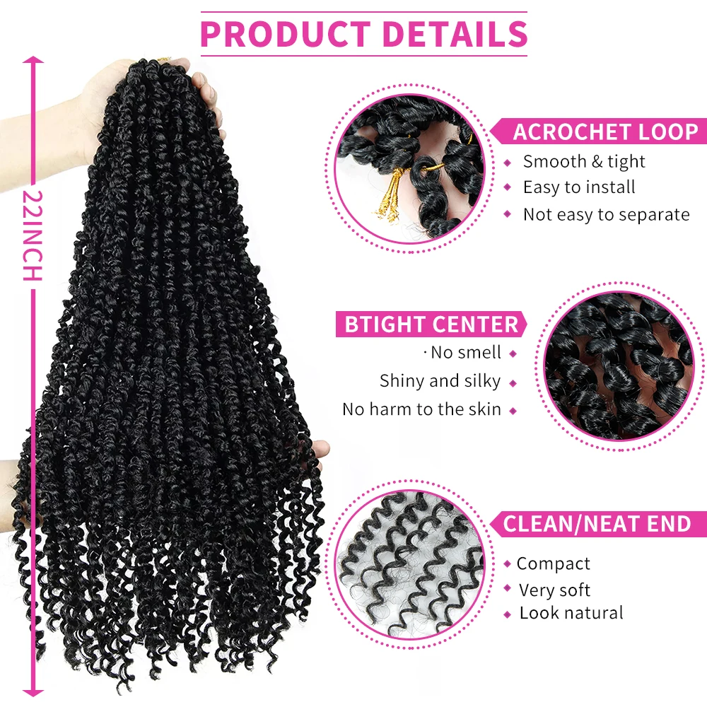 Синтетические вязаные крючком волосы страсти твист 22 дюйма Омбре предварительно