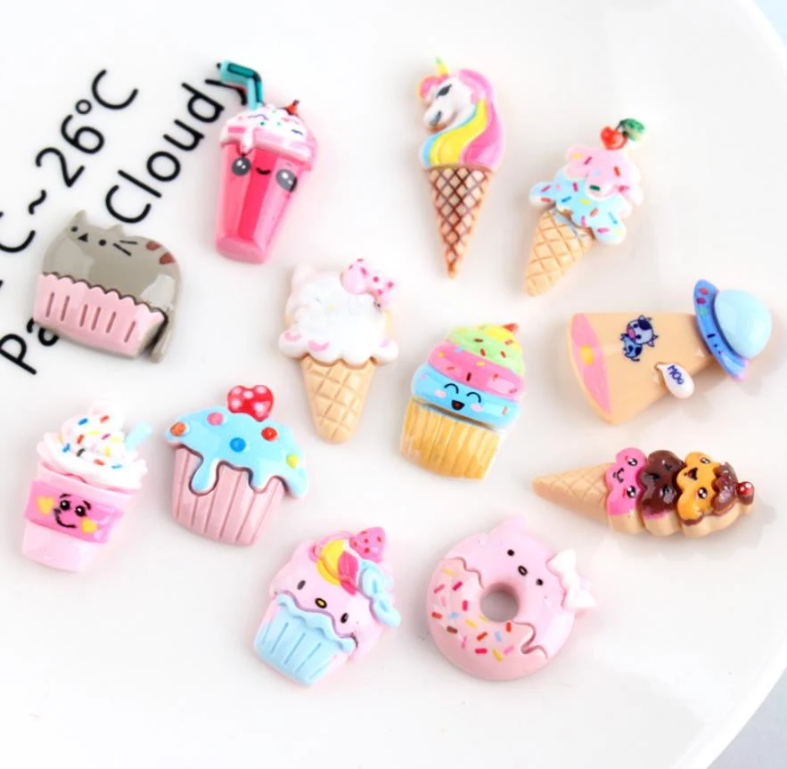 

Resin Kawaii Ice Cream Flatback Cabochons For Hair Bow Centers DIY Scrapbooking Decor