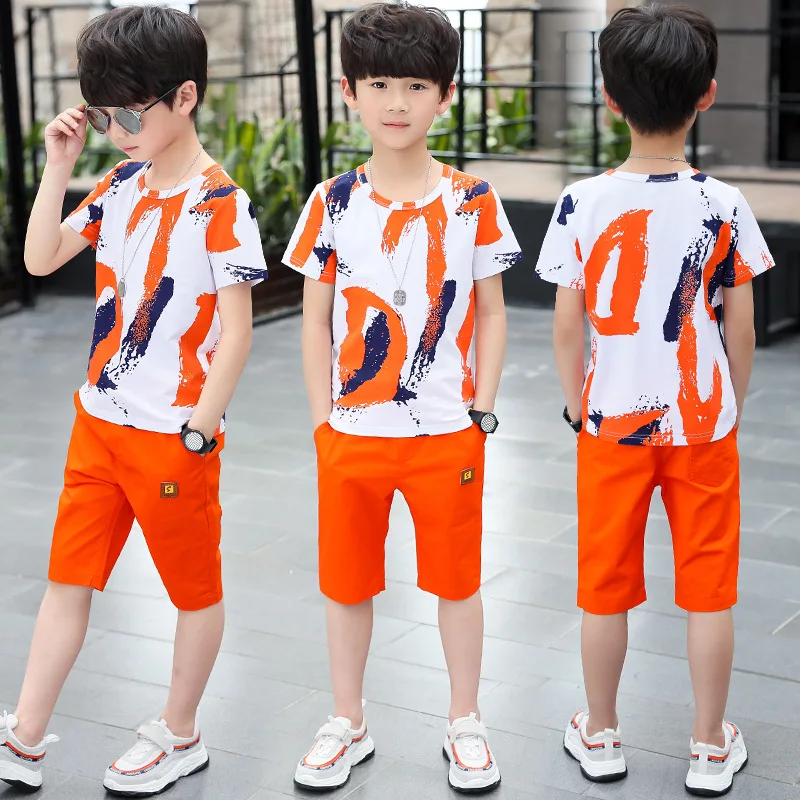 Детская одежда для мальчиков летняя хлопковая подростков повседневный костюм