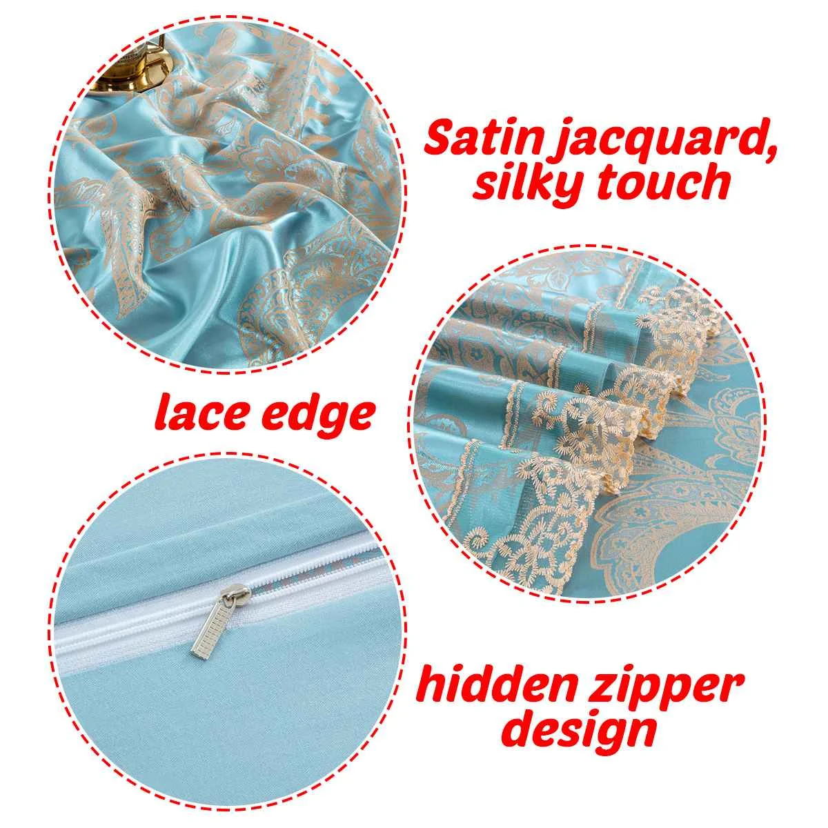 

European Style Luxury Royal Bedding set Blossom Floral Embroidery Blue Duvet Cover Silk Satin Bed sets Queen King size Bed set