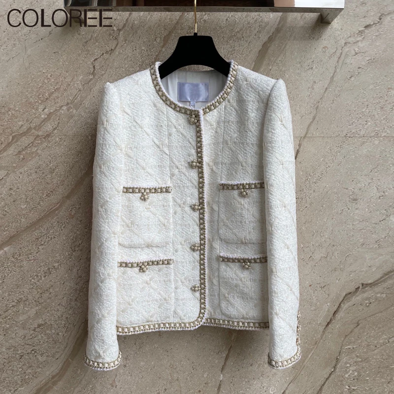 

Женское шерстяное пальто, элегантное белое пальто в Корейском стиле с длинными рукавами и карманами, Осень-зима 2023