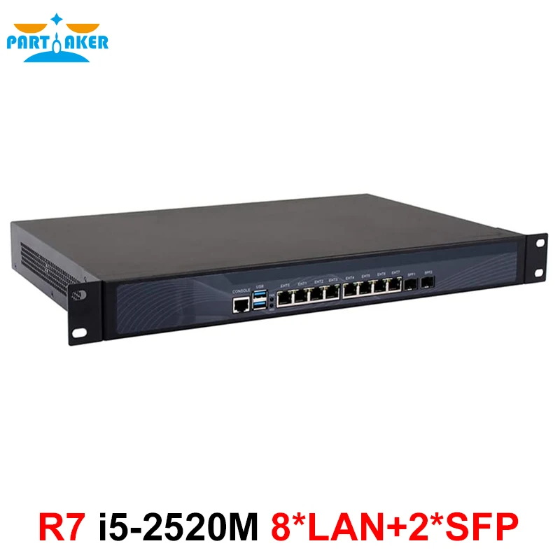 Partaker R7 1U Rackmount Firewall Network Security Appliance Intel Core i5 2520M with 8*Intel I-211 Gigabit ethernet ports 2 SFP