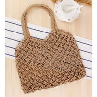 hollow out woven tote trendy female straw degree handmade paper string bag