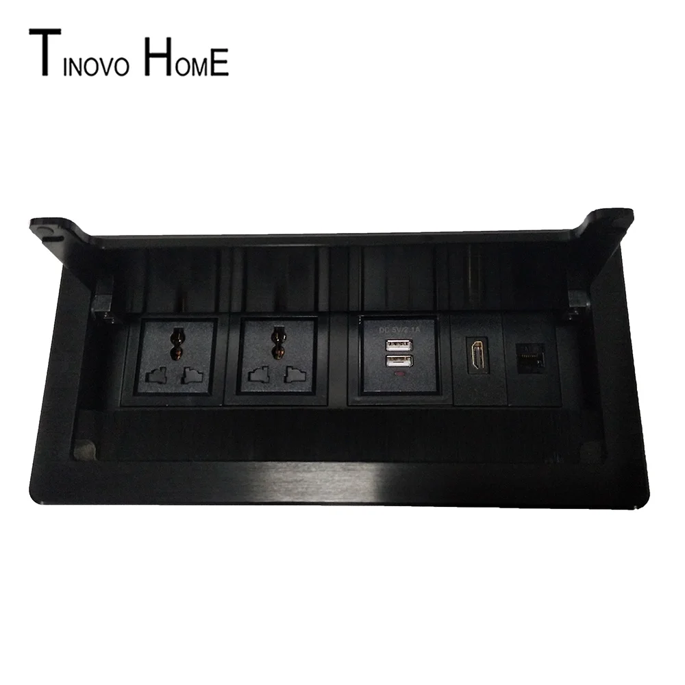 Настольная розетка откидная крышка с щеткой Пылезащитная USB зарядная сеть