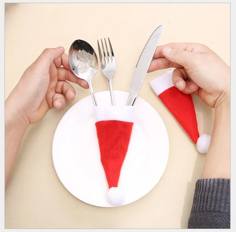 

Mini Santa Hat Wine Bottles Cover Home Christmas Decor