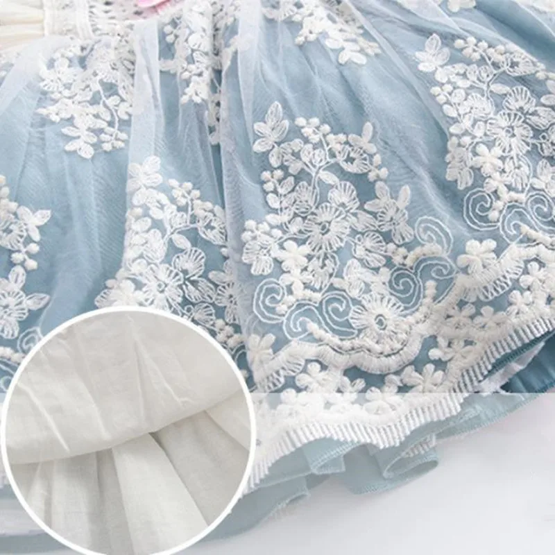 

2PCS Baby Girl Long Sleeve Blue Vintage Lolita Ball Gown Children Spanish Princess Dress for Girl Birthday Bridesmaid Dresses