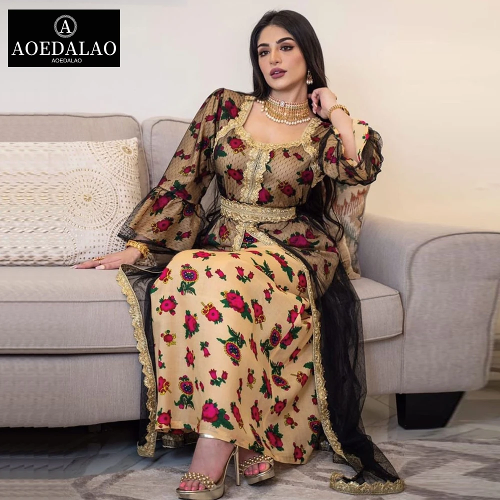 Вышивка Jalabiya сетки индийское платье мусульманское Abaya Eid Мубарак Дубай Турецкий