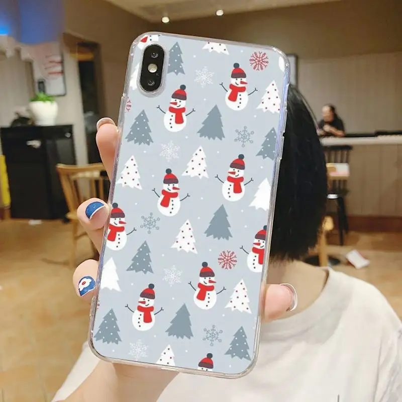 

Merry Christmas cartoon Santa Claus Phone Case Transparent for iPhone 6 7 8 11 12 s mini pro X XS XR MAX Plus