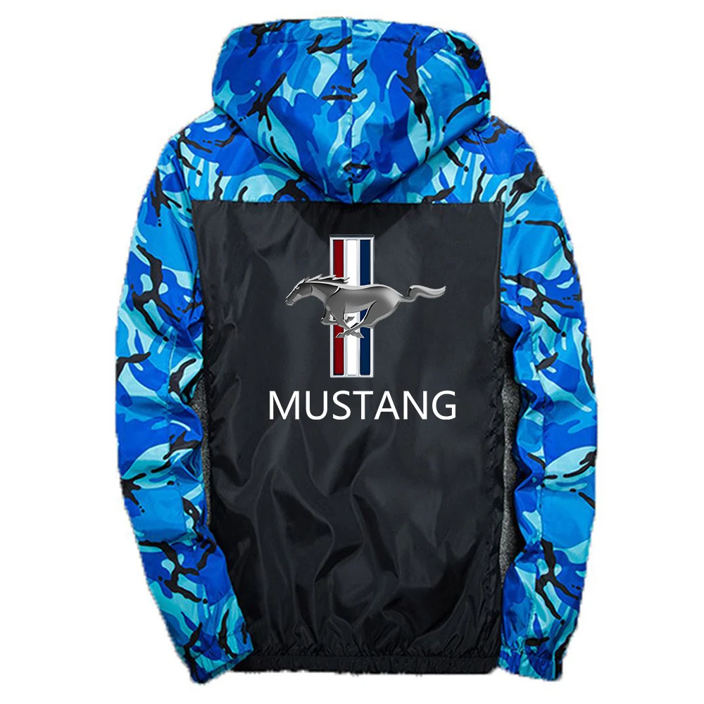 

2020 Men's Spring Autumn Mustang Windbreaker Jackets Sports Splicing Male Clothing Casual Camouflage Slim Hoodies Coats