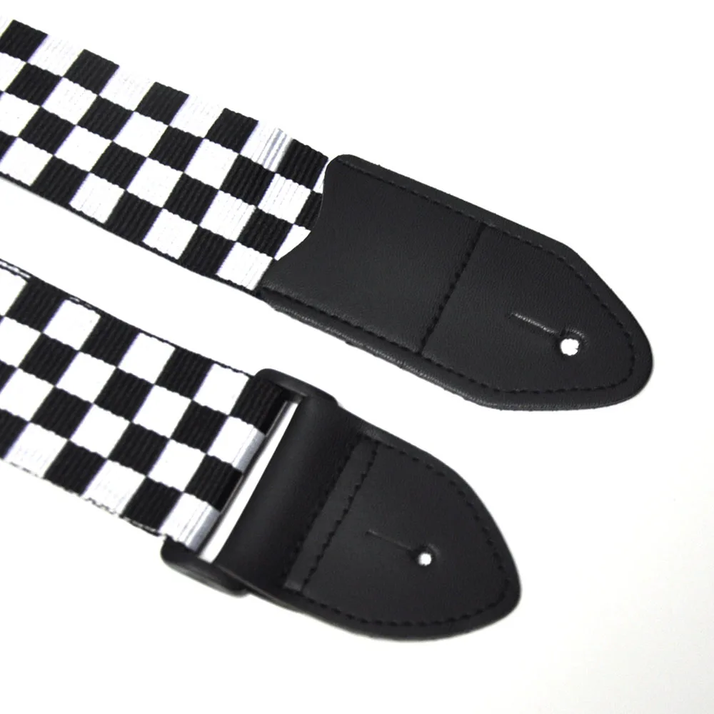 5 см в ширину черный белый бас-гитара клетчатый квадратный хлопок с кожаной