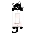 521 шт., черная, с коротким рукавом, с милым котиком наклейки для украшения комнаты переключатель розетка Настенная Наклейка аксессуары для украшения дома