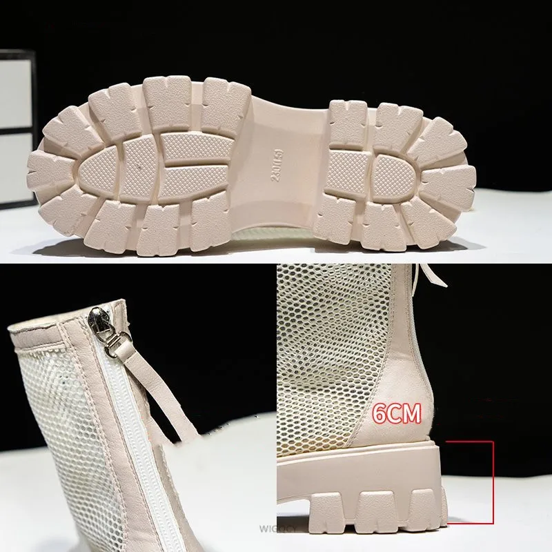 

Summer Ankle Boots Women Chunky Heel Knee-length Boots Woman Shoes Brand Female Round Toe Zipper Boots Lasdies Fashion Comfort