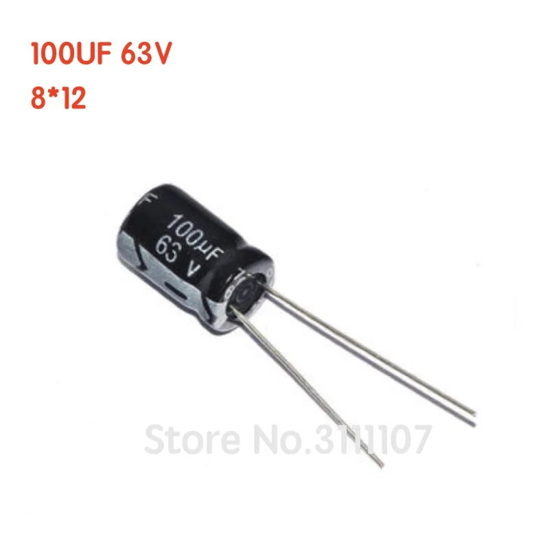 

20PCS/LOT 100UF 63V 8*12 Aluminum electrolytic capacitor 8*12 Electrolytic Capacitor 63v 100uf