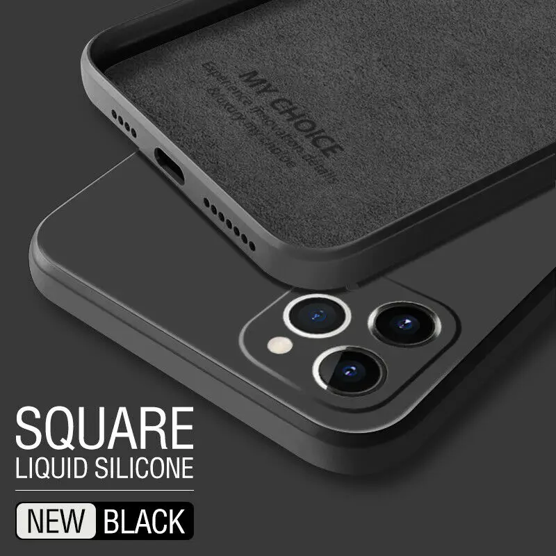 

Luxury Original Square Liquid Silicone Phone Case For iPhone 12 11 Pro Max Mini XS X XR 7 8 Plus SE 2 Thin Soft Cover Candy Case
