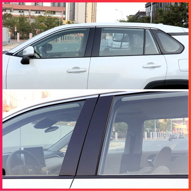 

8PCS PC Window Pillar Decoration Trim Sticker Car Styling For 2019 2020 Toyota RAV4 RAV 4