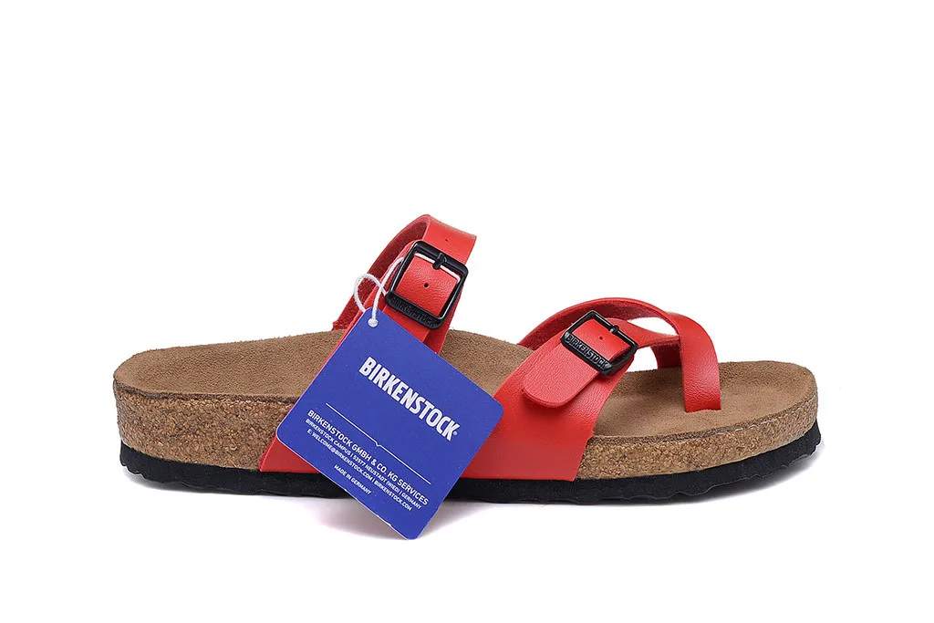 Женские сандалии на плоской подошве Birkenstock летние пробковые тапочки