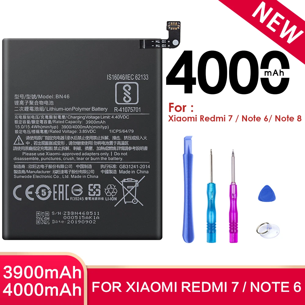 Аккумулятор BN46 для Xiaomi Redmi 7/Note 6/8/Note6/Note8 мобильный телефон литий полимерная