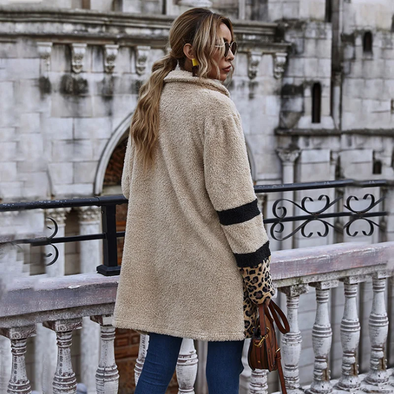 Women Winter Thicken Faux Jacket Fur Loose Casual Wool Coat New Fashion Vintage Plaid Woolen Outerwear Europe America Hot Plush | Женская