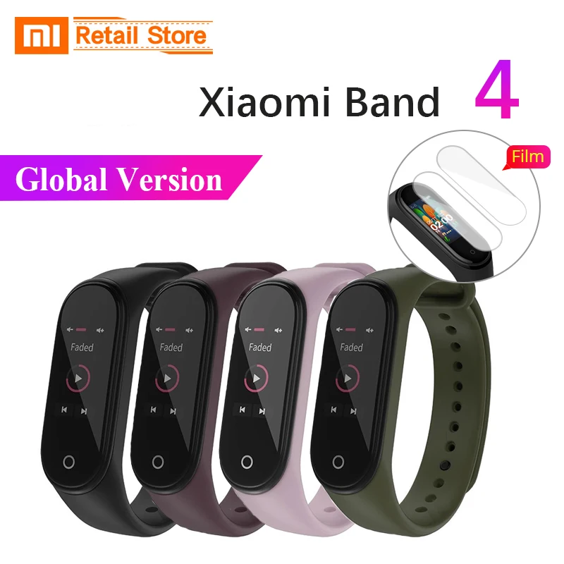 Глобальная версия Xiaomi Mi группа 4 Смарт Браслет miband 4 Фитнес отслеживание сердечного ритма браслет 3 цвета активно-матричные осид, Сенсорный экран 135 мАч