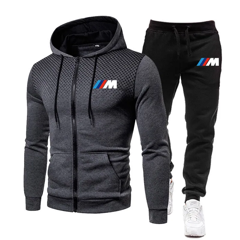 

Men Casual Sets for bmw Winter Splice Jogger Tracksuit Zipper Hoodies+Pants 2PC Sets Men's Sportswear Sport Suit Clothing