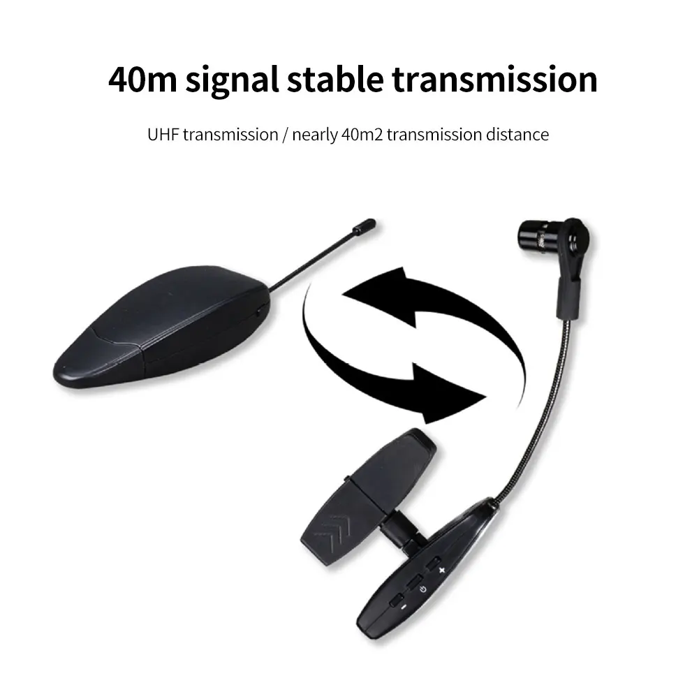 

Portable Performance Saxophone UHF Transmission Noise Reduction Wireless Microphone Brass Instrument Professional Rechargeable