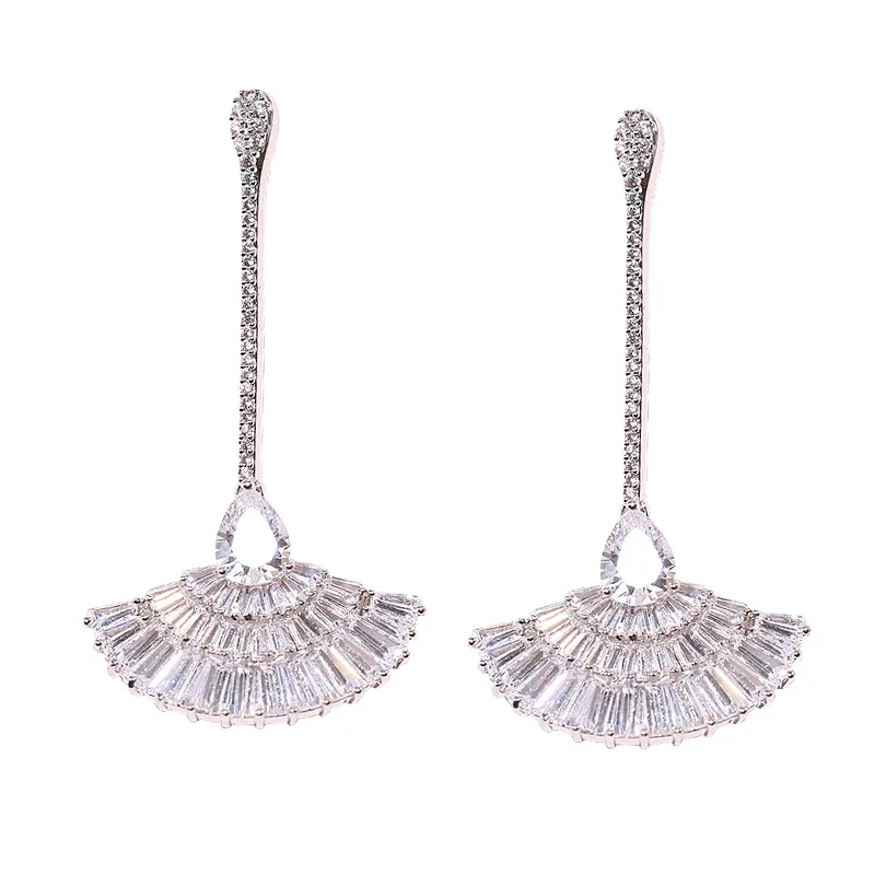 

Женские медные + циркониевые Модные женские серьги, циркониевые серьги-веера, очаровательные ювелирные изделия, серьги, уникальный подарок ...