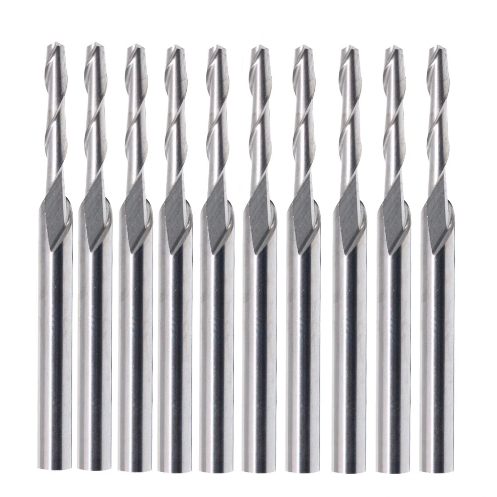 

10pcs Solid Carbide Two Flute Spiral Bit Cutter CED 1.5mm CEL 6mm
