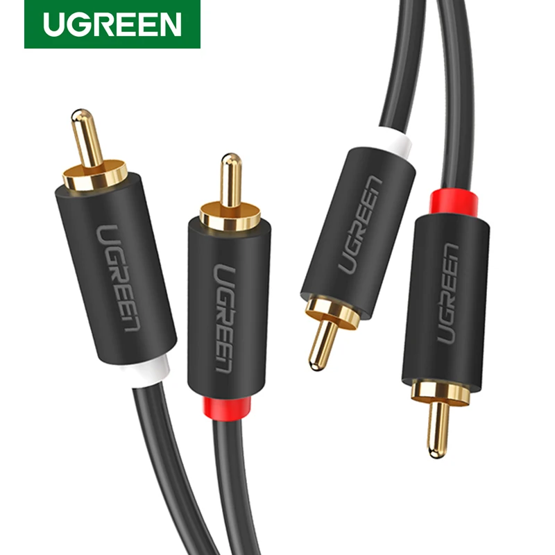 Аудиокабель Ugreen 2 RCA позолоченный Hi Fi аудиокабель для домашнего кинотеатра DVD ТВ