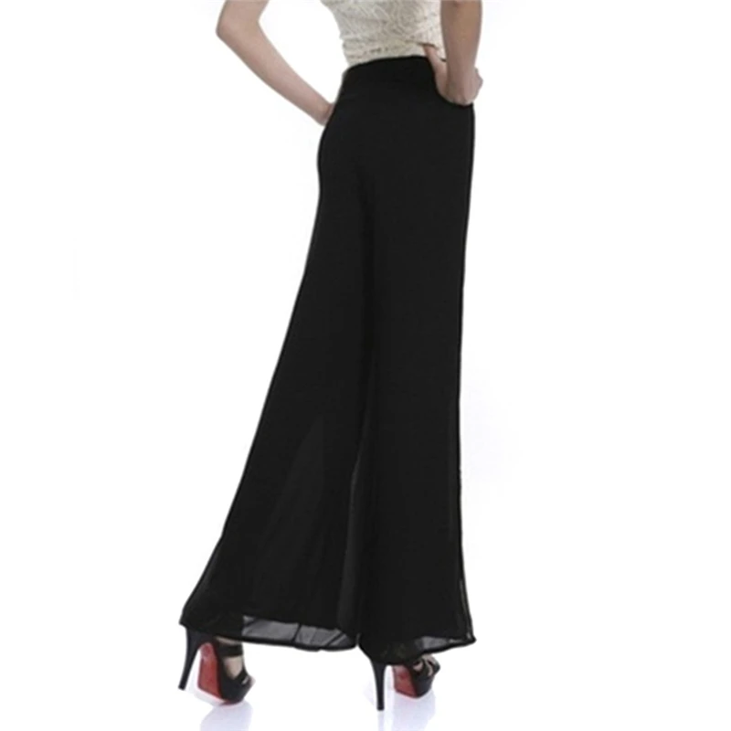 

Fashion Casual Loose Trousers Thin Wide Leg Pants Trousers Chiffon High Waist Slits Chiffon Pants For Female
