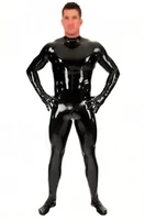 sexy black latex fetish catsuit bodysuit with socks gloves back zip rubber costumes for men latex suit customize