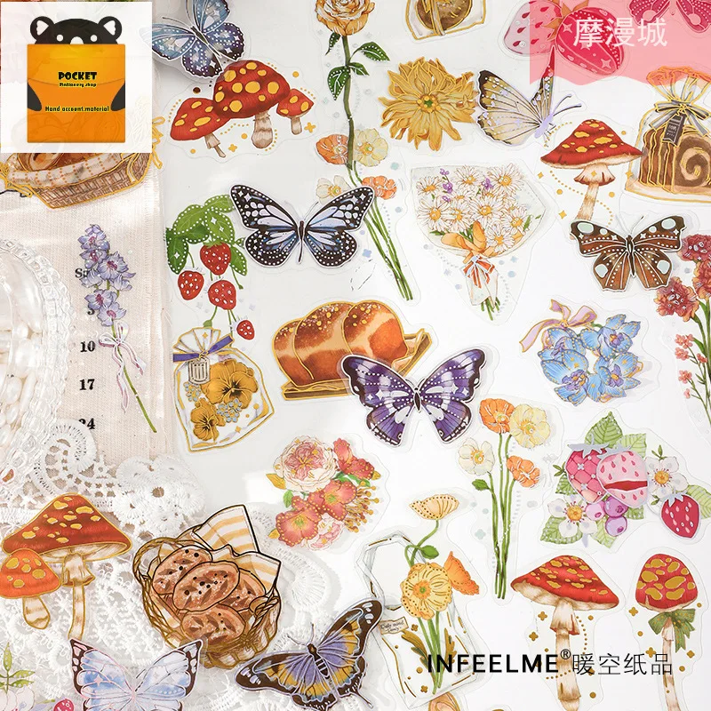 

30pcs Garden Picnic Series Washi Paper Sticker, Retro Plant Handbook Stickers, DIY Material Decoration stickers stationery