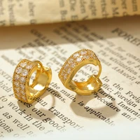 fashion peach heart plated 18k earrings for women new trend minimalist v shape zircons earclip married jewelry gift accessories