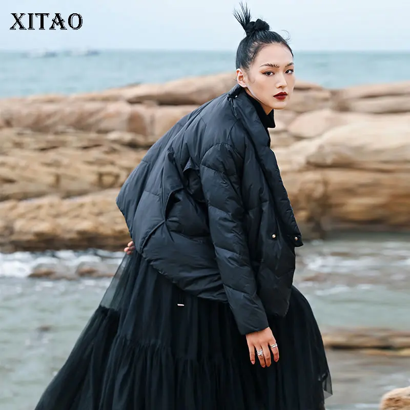 

XITAO/черные короткие пуховые пальто; Свободные модные простые женские зимние пальто; Новинка 2021 года; Повседневные универсальные пальто; GWJ1481