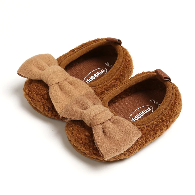 New Winter Plush Boot Warm Kid Baby Girls Snow Boot Bowknot Shoes Soft Cotton Sole Prewalker Crib Children Plush Shoes