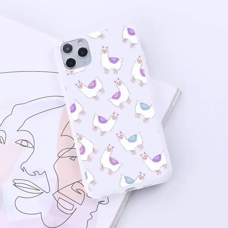 

Cartoon cute animal Alpaca Phone Case Candy Color for iPhone 6 7 8 11 12 s mini pro X XS XR MAX Plus