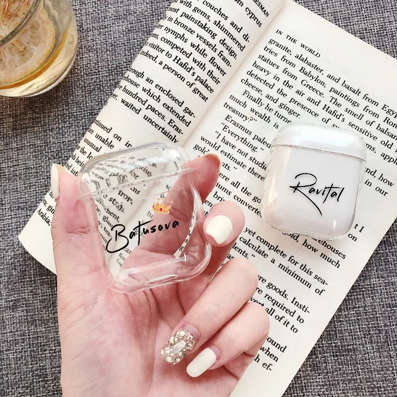 Жесткий пластиковый чехол с именем на заказ для Air Pods pro чехол s Bluetooth беспроводной DIY чехол для Airpods 1 2