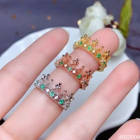 kjjeaxcmy fine jewelry 925 sterling silver inlaid natural emerald new ring popular crown girls ring support test