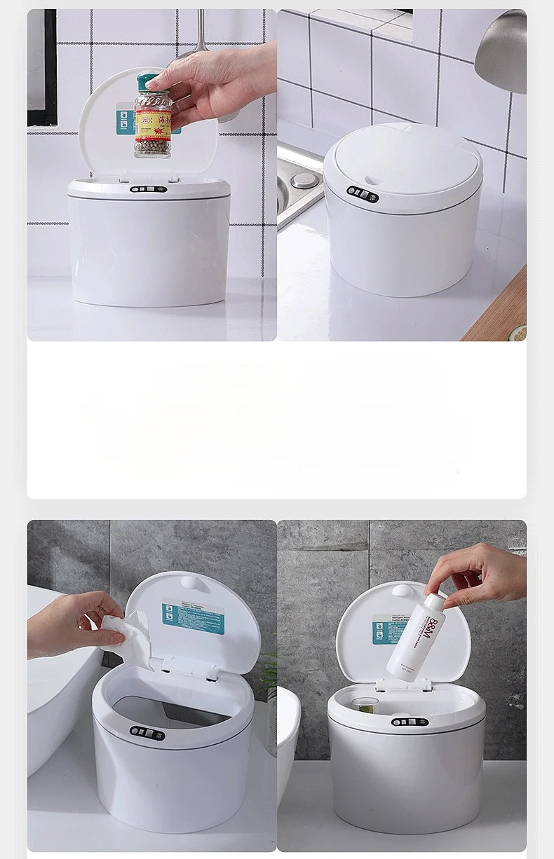 

3/5L Automatic Small Trash Can Bin Wastebasket with Infrared Sensor Tiny Smart Garbage Bin Container for Coffee Table Kitchen