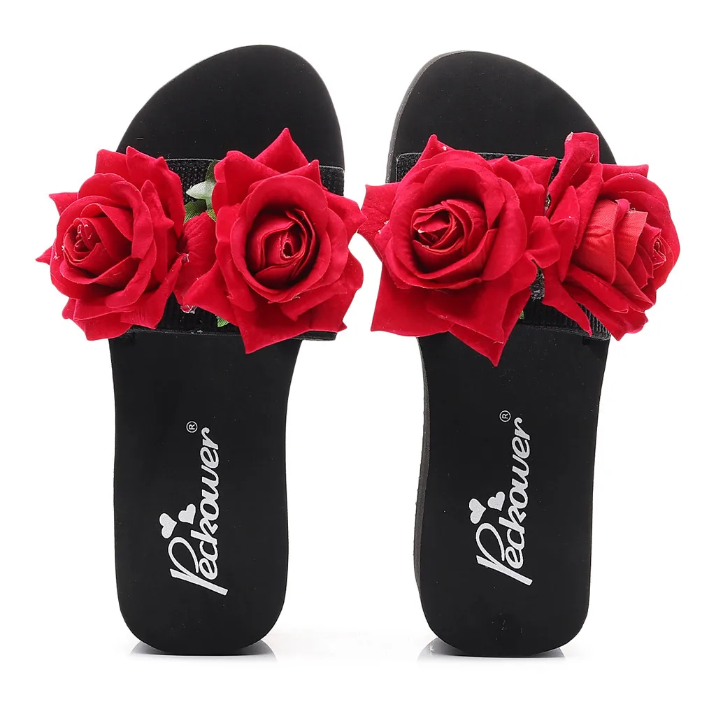 Ботинки на высокой танкетке Тапочки в богемном стиле для женщин Красный цвет