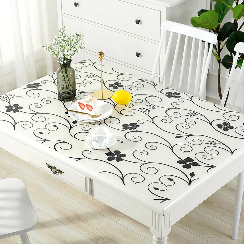 скатерть на стол гибкое стекло жидкое 1 мм мягкая стеклянная ПВХ для