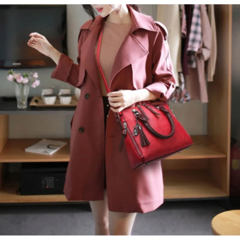 

Women Pu Leather Shoulder Bags Tassel Solid Color Handbags Women Bags Zipper Designer Tote Bag 8 Styles