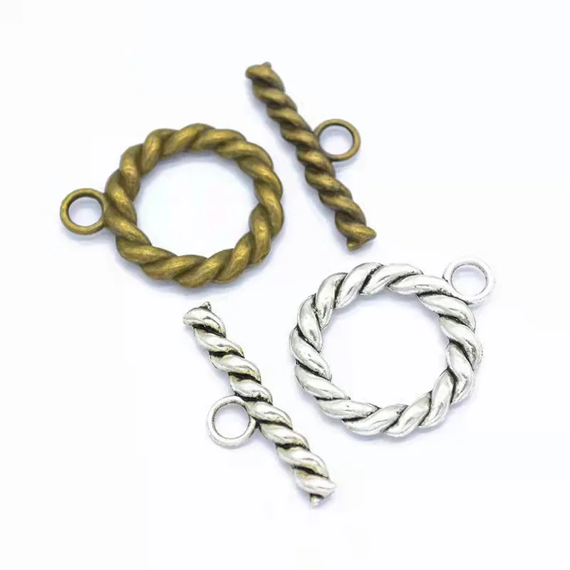 

10sets Antique Silver Braid Toggle Clasps Hook Fit Bracelet Necklace Findings Alloy Connectors For Jewelry Making