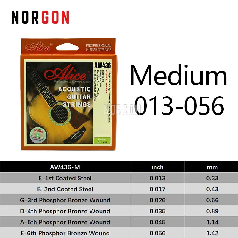 M Medium 013 Алиса акустической гитары Нержавеющая сталь Core 6-ой аксессуары Музыкальные инструменты AW436 - Цвет: M Medium 013