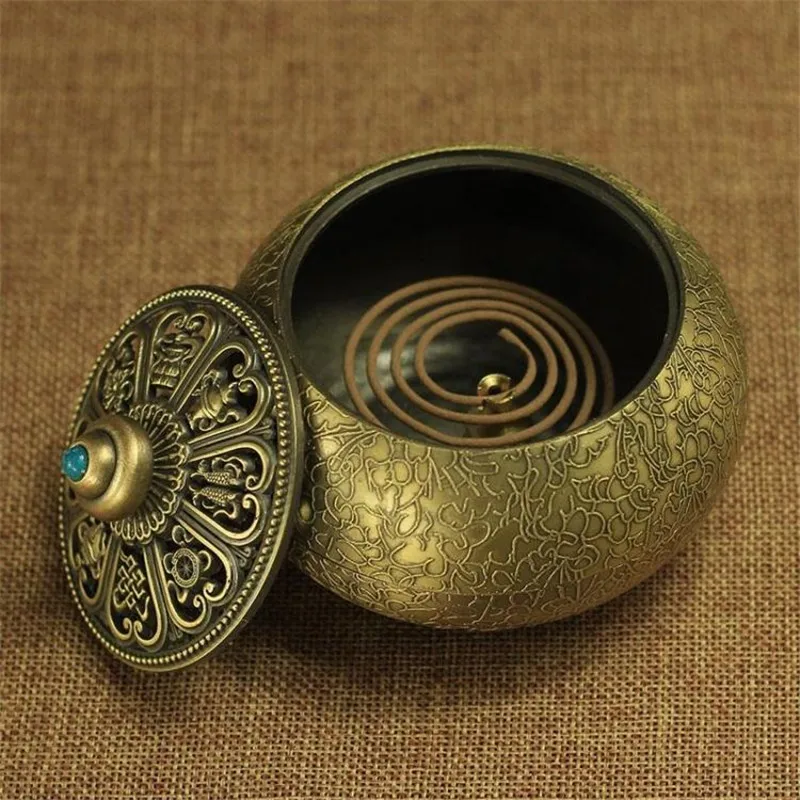 Сплав ретро полая курильница спираль сандаловое дерево кадило под старину