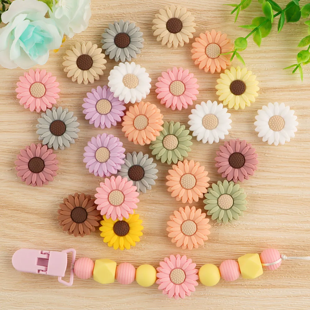 

Kovict 50/100/200PCS 30mm Silicone Bead BPA Free Baby Teething Beads Flower Shape Baby Teethers For Baby Teething Necklace Makin