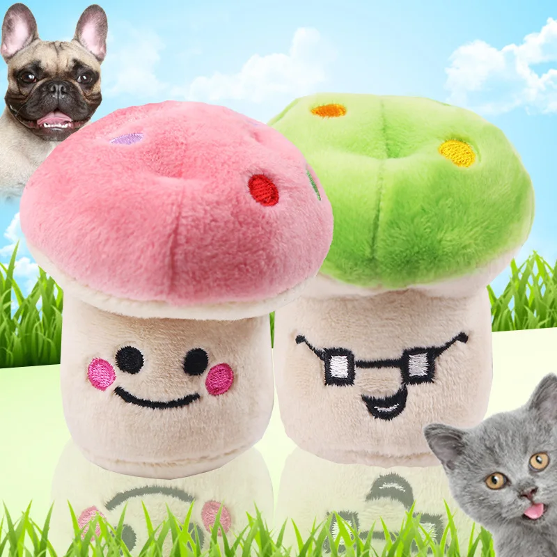 

Cute mushroom Plush Small Dog Toys Sounding Puppy Chew Toy Molar Juguete Para Perros Interactive Pet Training Supplies For Cats