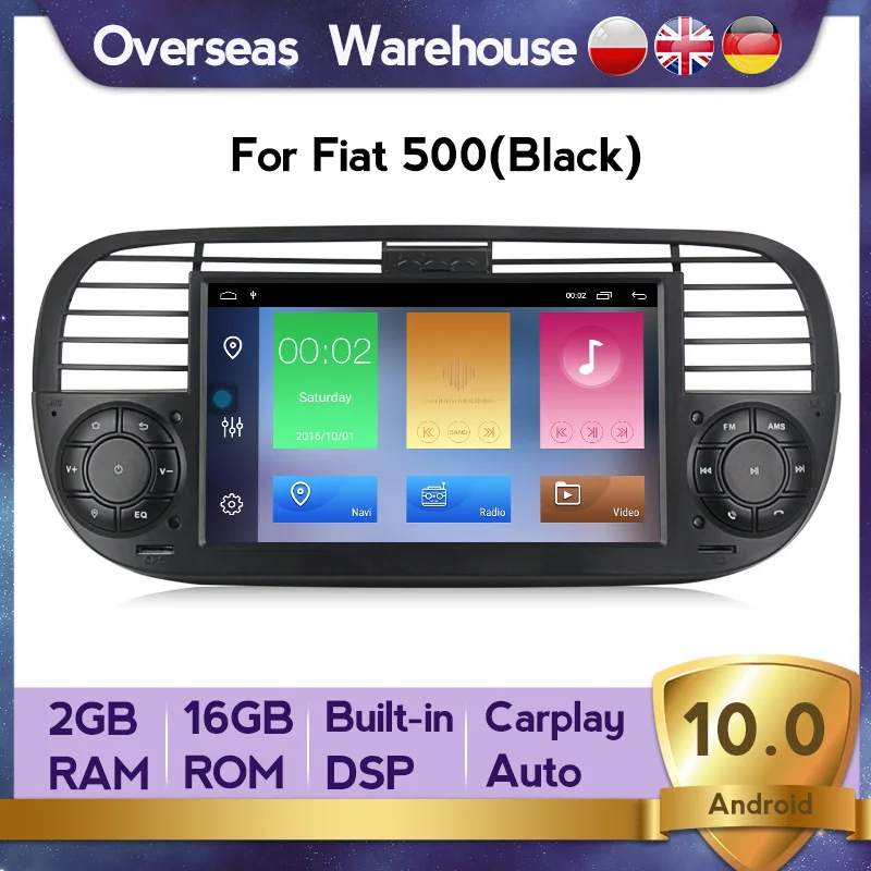 2 Гб ОЗУ Android 10 автомобильный DVD плеер Мультимедиа для FIAT 500 GPS навигация аудио 4G Wifi