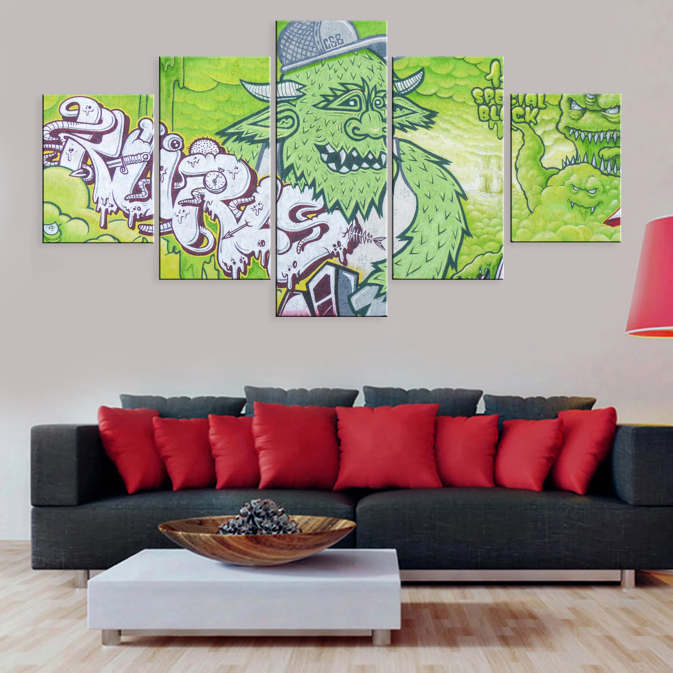 

Hd Printed Landscape Modern 5 Pieces Canvas For Room Home Decor Framework Street Art Graffiti Abstract