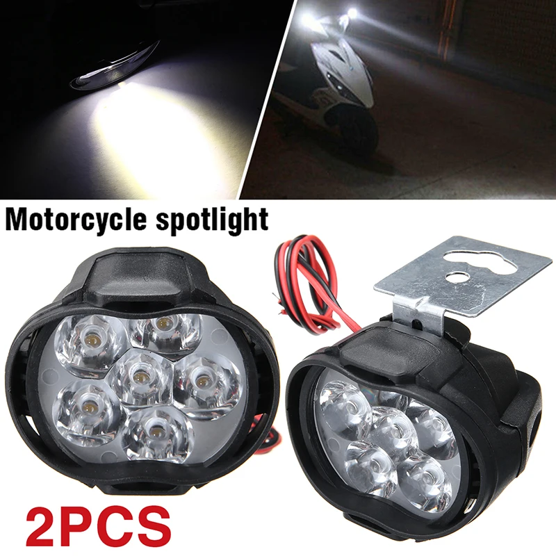 

2pcs 9-85V 10W Motorcycle Headlight Spot Fog Lights 6 LED Bright White Light Front Head Lamp Universal