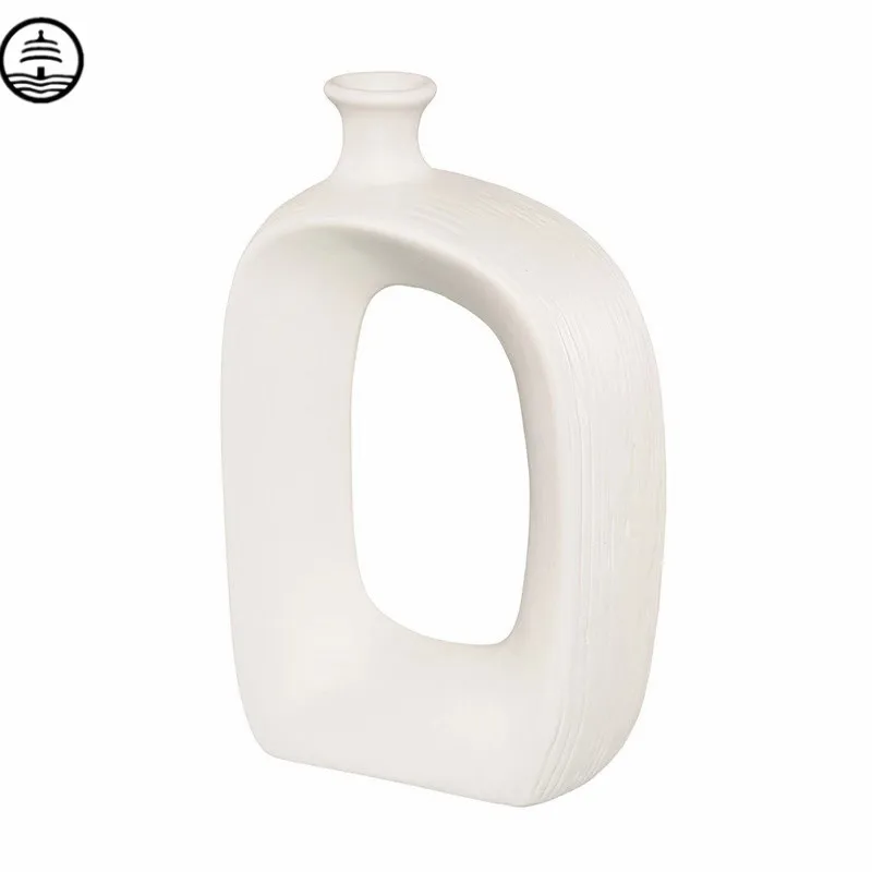 

BAO GUANG TA White Porcelain Vase Living Room Decor Ornament Dry Flower Arrangement Ceramic Craft Home Desk Decorations R6852